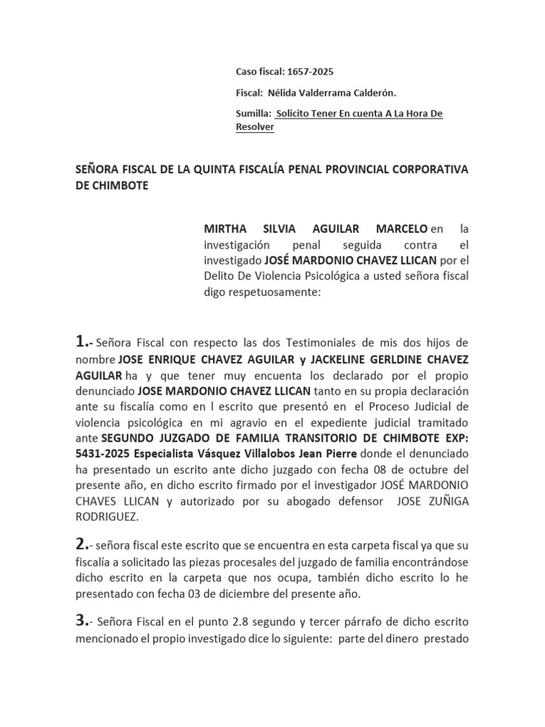 solicito tener en cuenta a la hora de resolver | PDF | Fiscal | Justicia