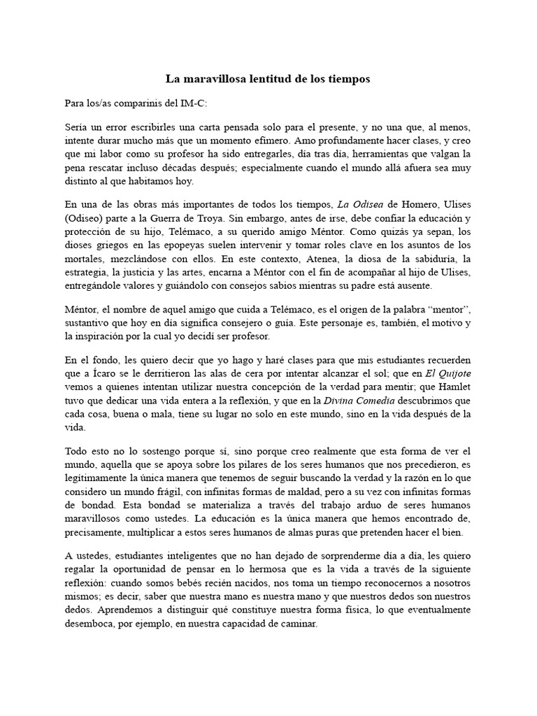 La Maravillosa Lentitud de Los Tiempos | PDF | Odiseo | Verdad