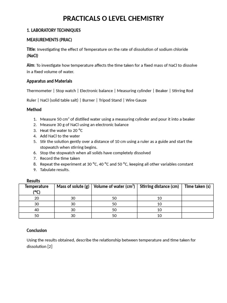 Chemistry Practicals QN | PDF | Filtration | Sodium Chloride