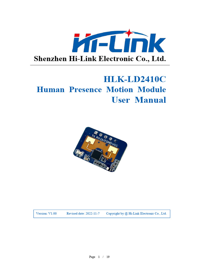 HLK LD2410C Life Presence Sensor Module Data Sheet V1.00 | PDF | Radar ...