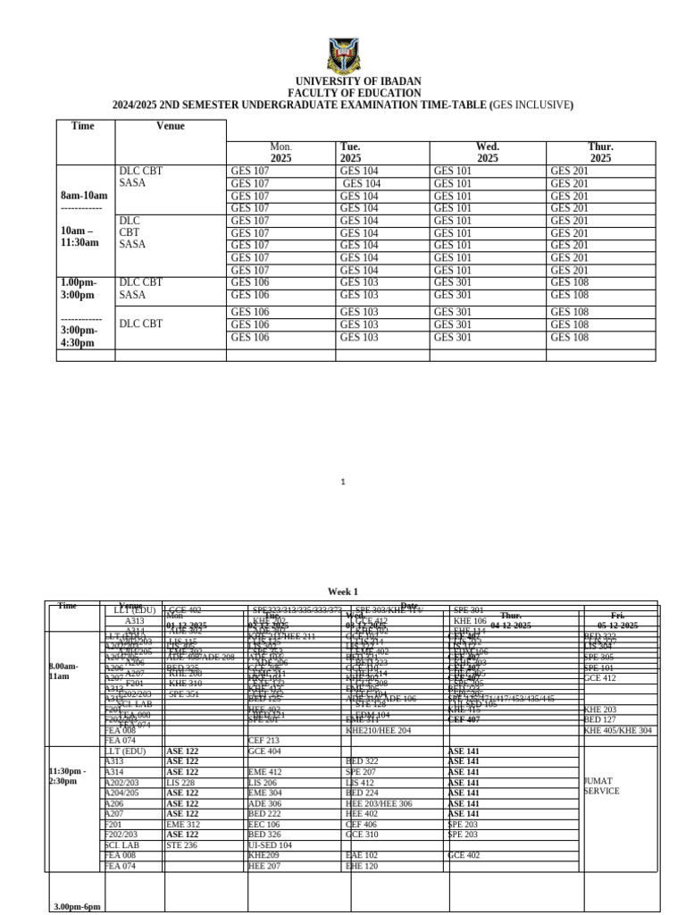2024-2025 2nd Semester Examination Timetable-1-1 | PDF | Higher ...