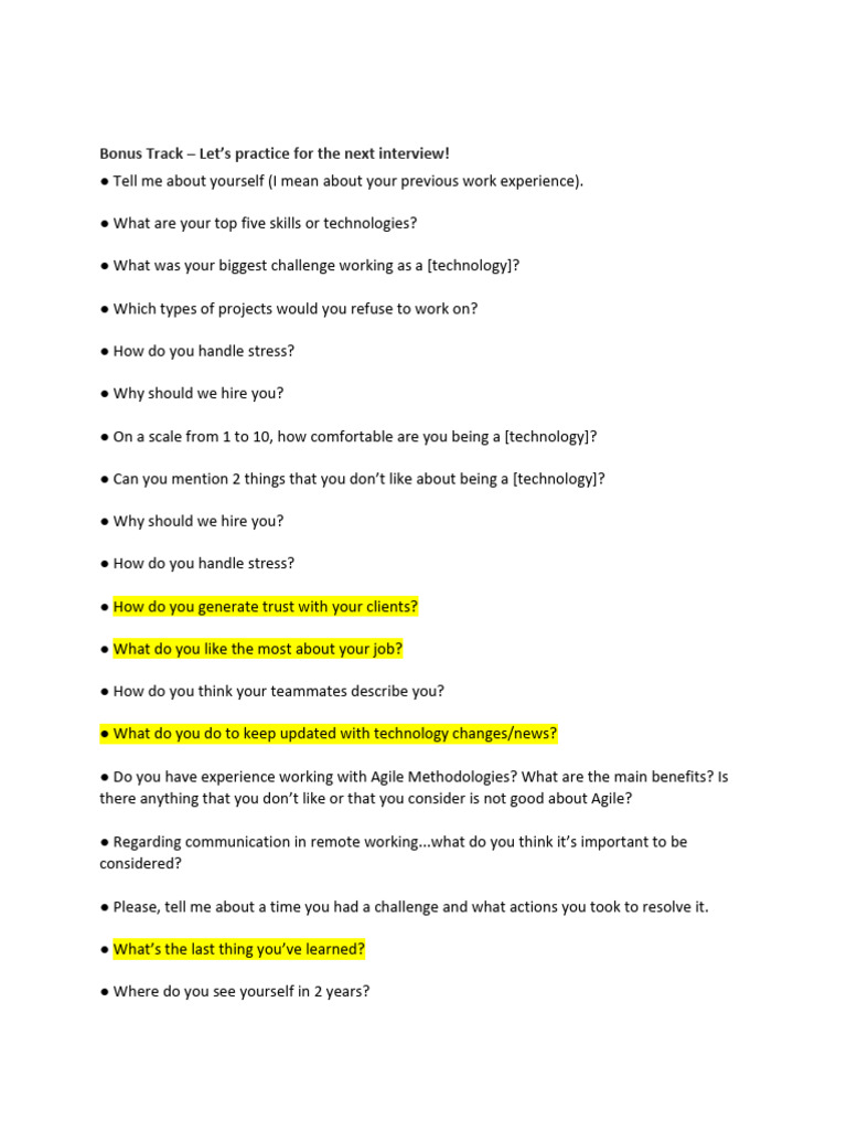 Let's Practice For The Next Interview | PDF