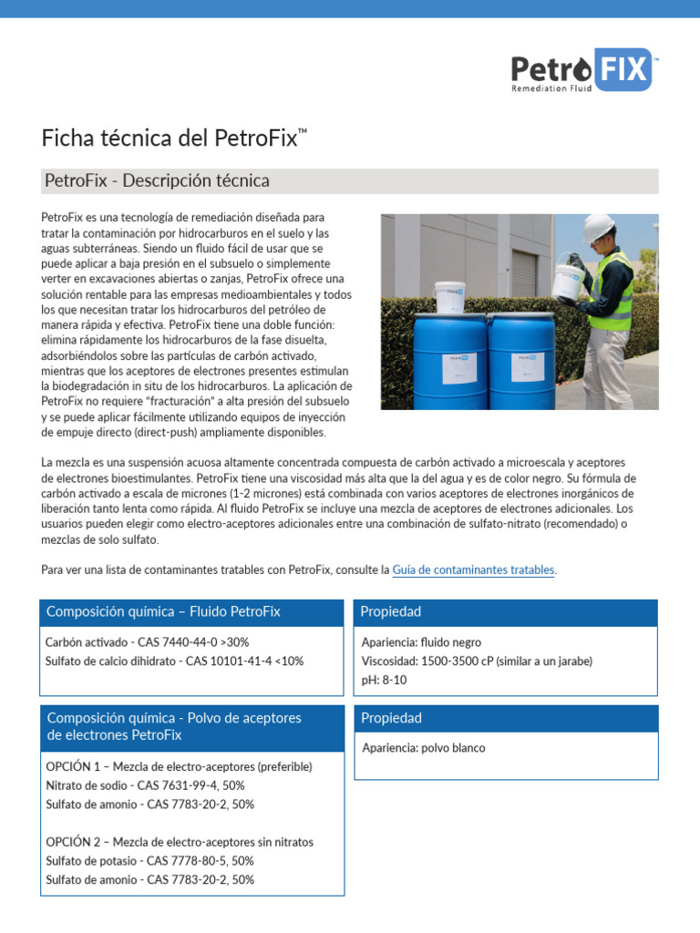 PetroFix SpecSheet ES Fluido Remediación | PDF | Hidrocarburos ...