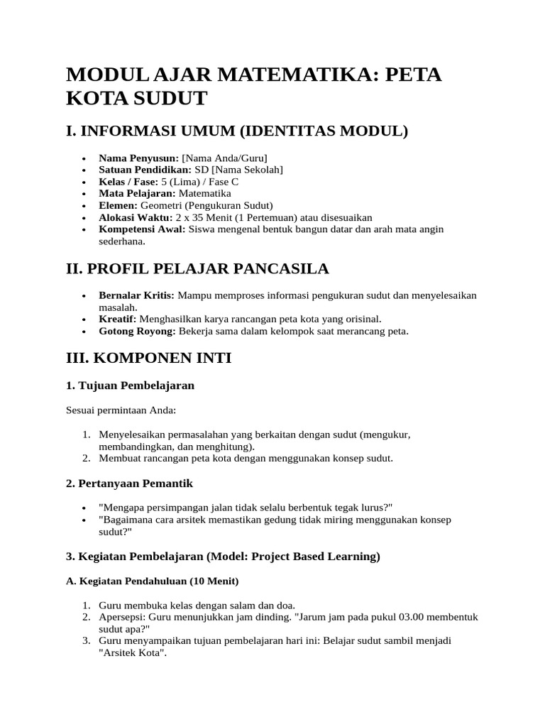 Modul Ajar Matematika 3 | PDF