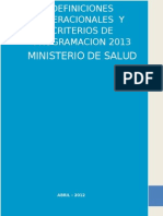 Definiciones Operacionales 2013 DE PROGRAMACIÓN MINISTERIO DE SALUD