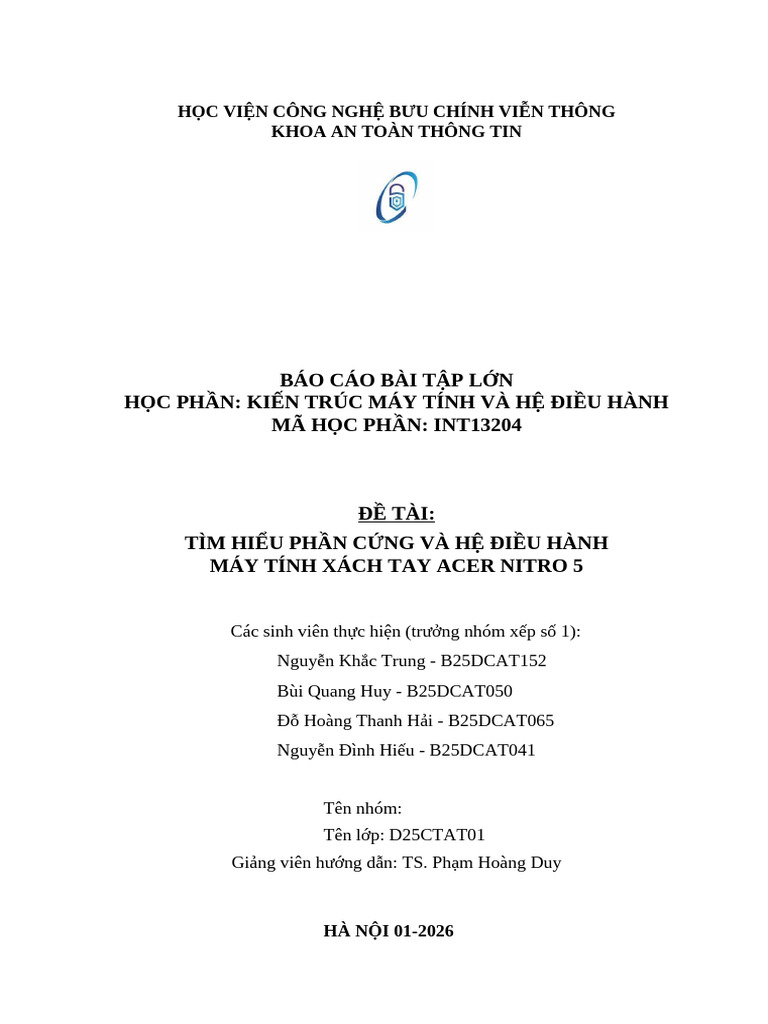 Bài tập lớn KTMT và HĐH | PDF