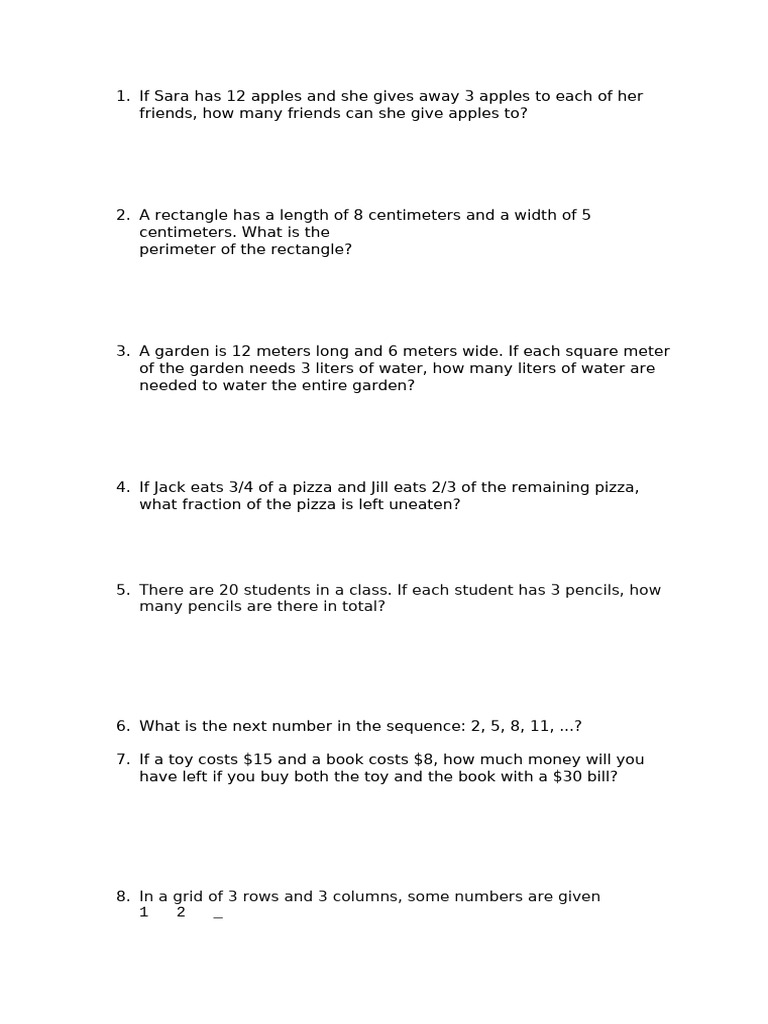 Math 4th Grade Word Problems | PDF