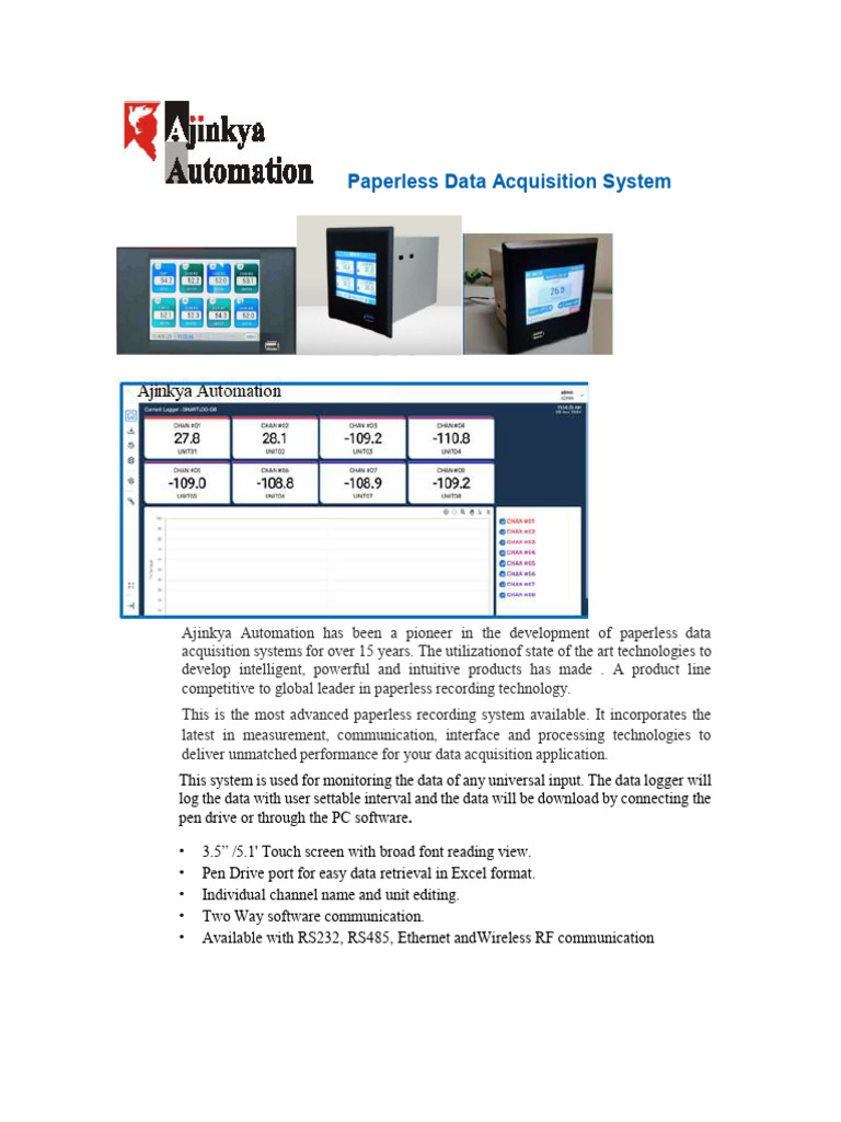 Ajinkya Automation Advanced Data Logger Catalogue | PDF | Personal ...