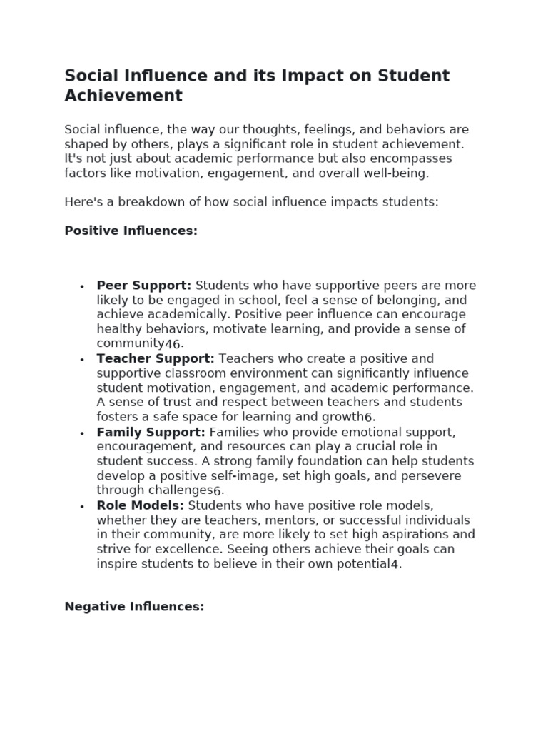 Social Influence and Its Impact On Student Achievement | PDF ...