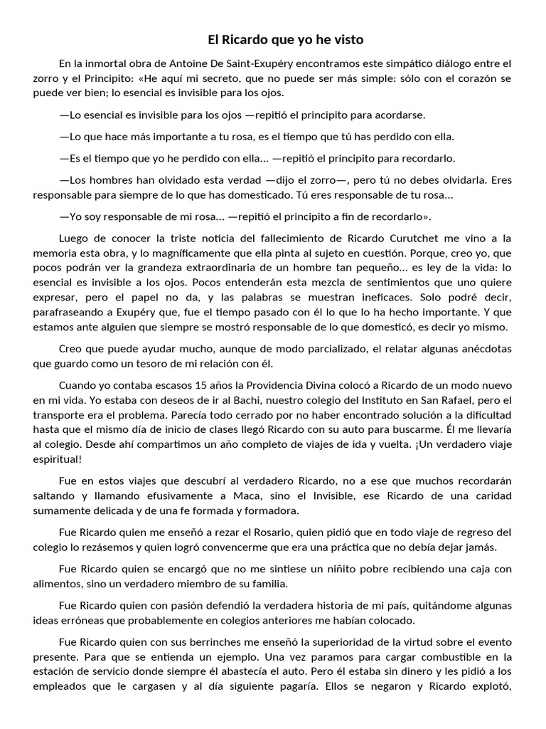 El Ricardo Que Yo He Visto | PDF | El Principito | María, madre de Jesús
