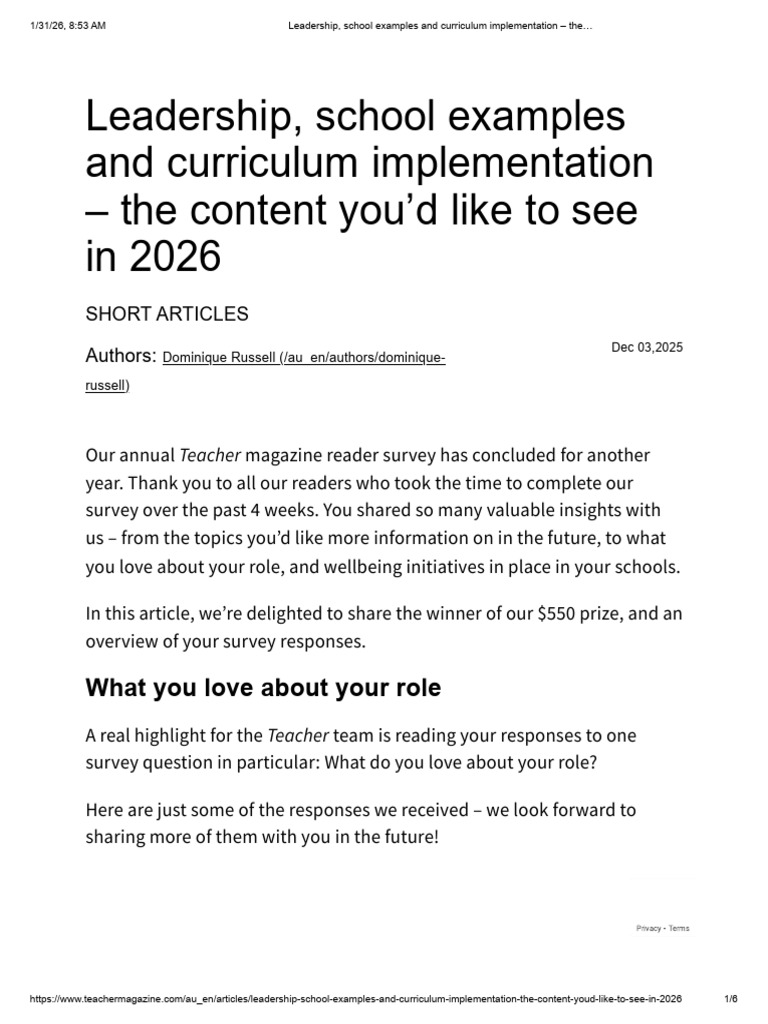 Leadership, School Examples and Curriculum Implementation – the… | PDF ...