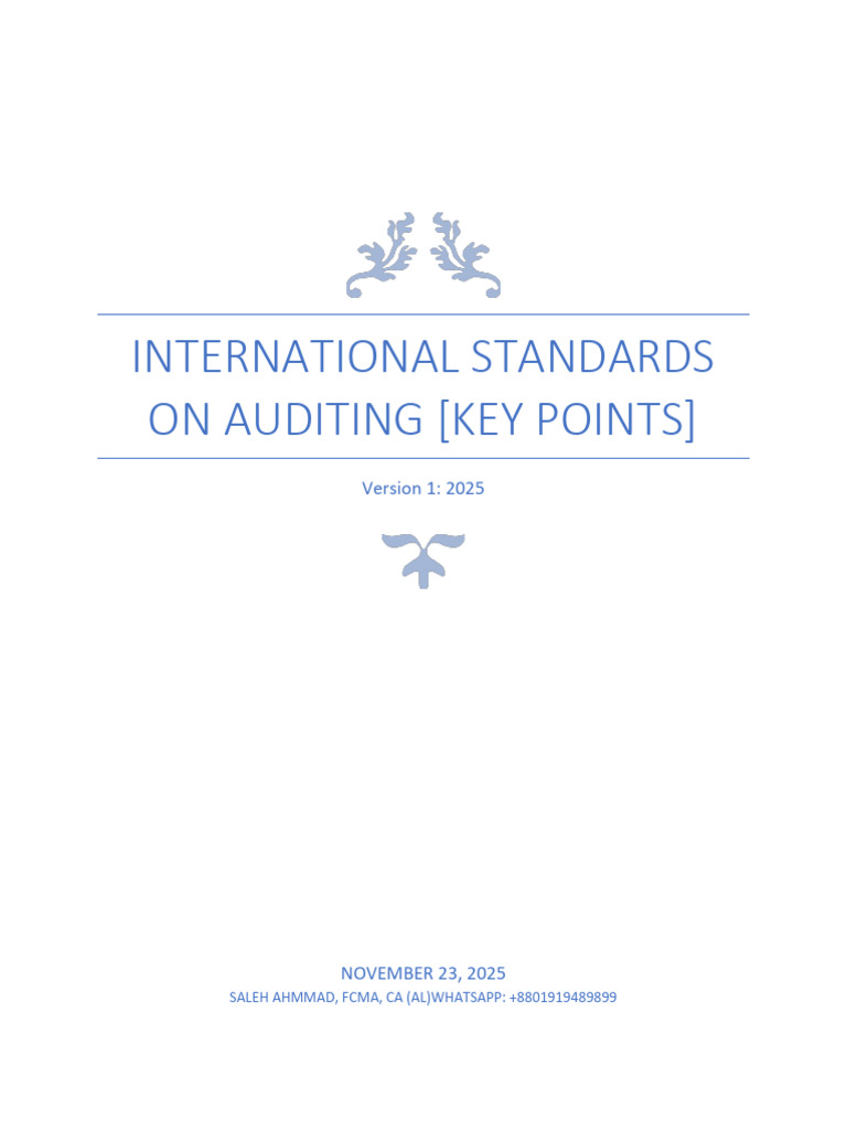 International Standards On Auditing (Key Points) | PDF | Audit | Going ...