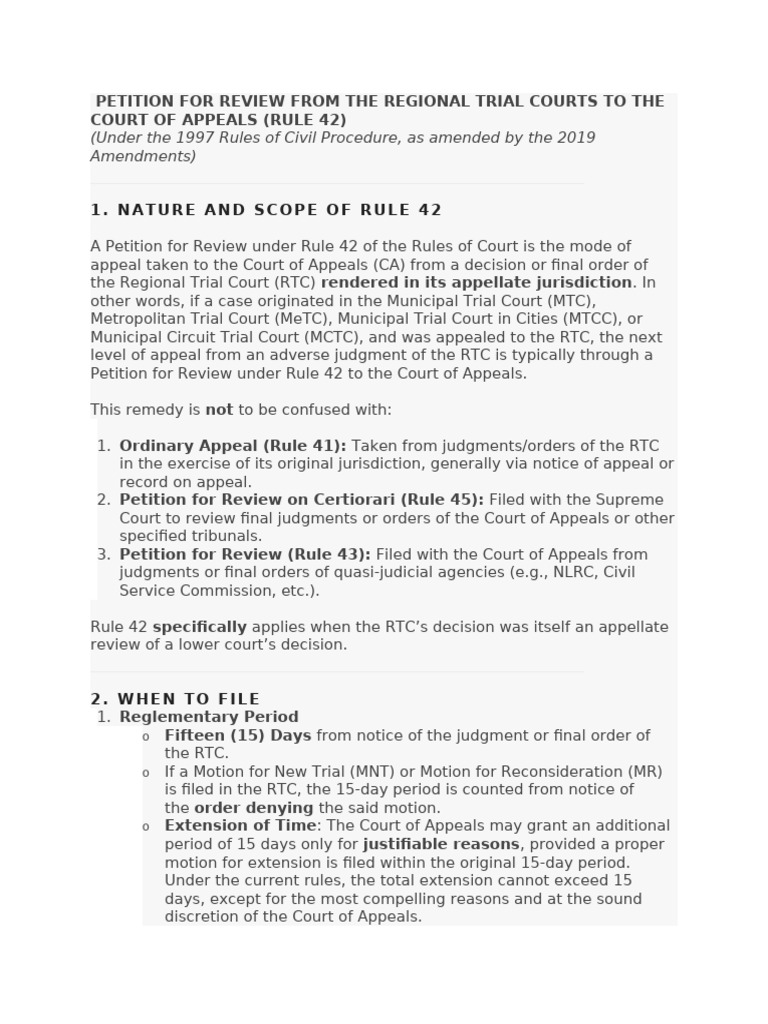 Rule 42 | PDF | Appeal | Appellate Court