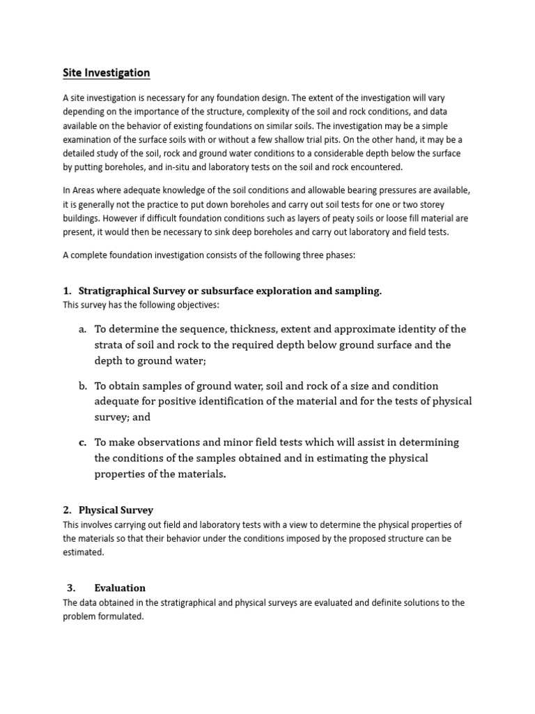 Site Investigation 1 | PDF | Earth Sciences | Geology