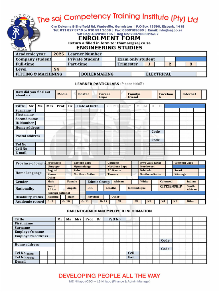 Enrolment Form n4 | PDF