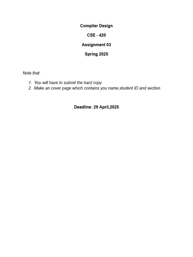 CSE420 Assignment 03 (Question) SPRING25 | PDF