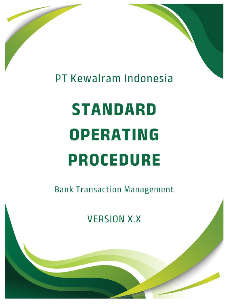 Standard Operating Procedure - Bank V0 | PDF