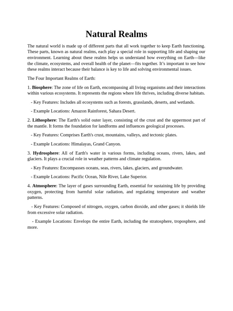 Natural Realms Chart | PDF