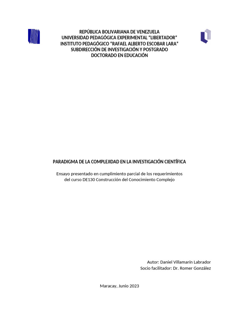 Ensayo 2 Paradigma de La Complejidad | PDF | Complejidad | Paradigma