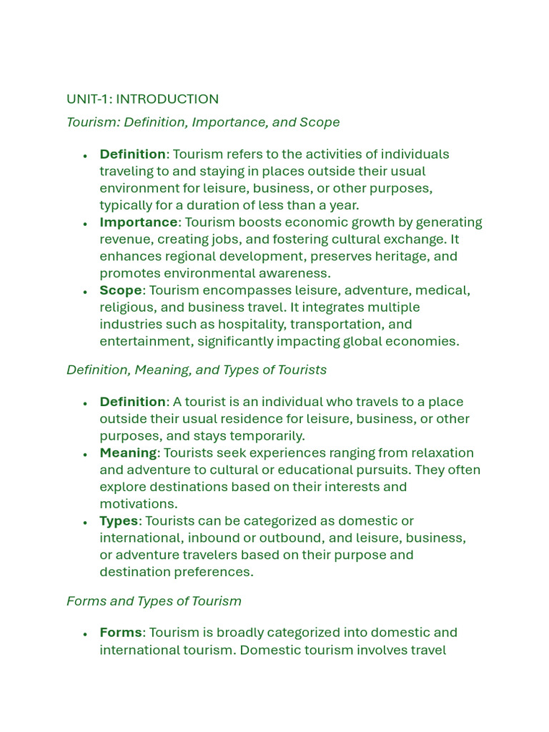 1st Semester Tourism Minor Major Notes | PDF | Tourism | Pilgrimage