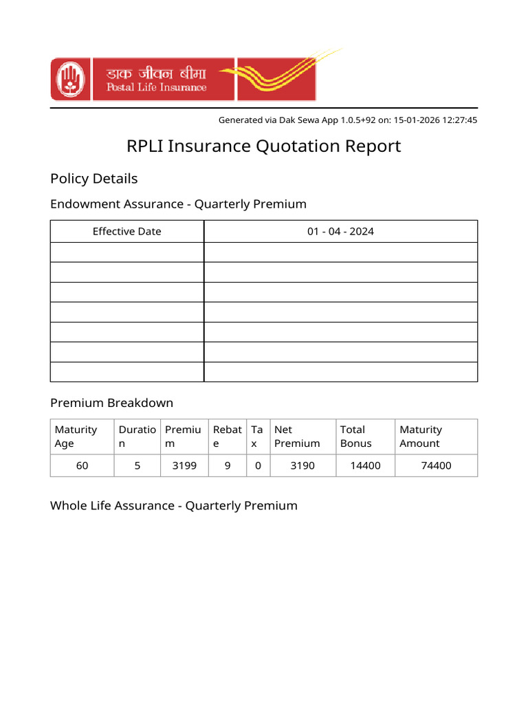 Insurance Quotation 1768460265598 | PDF