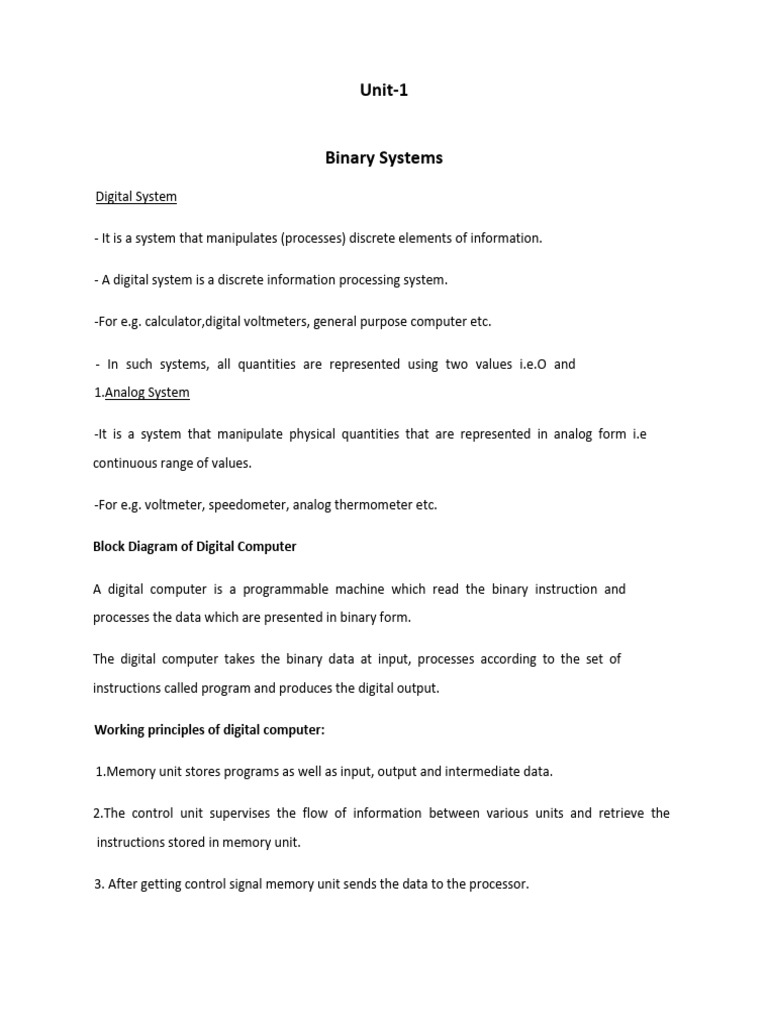 Unit 1 Binary System_111e2e27 2bf8 4f33 b7f5 5e41f7db52dc | PDF ...