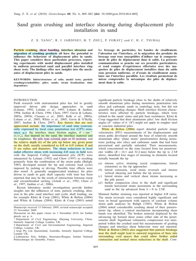 Yang-2010-Sand Grain Crushing and Interface Sh | PDF | Sand | Stress ...