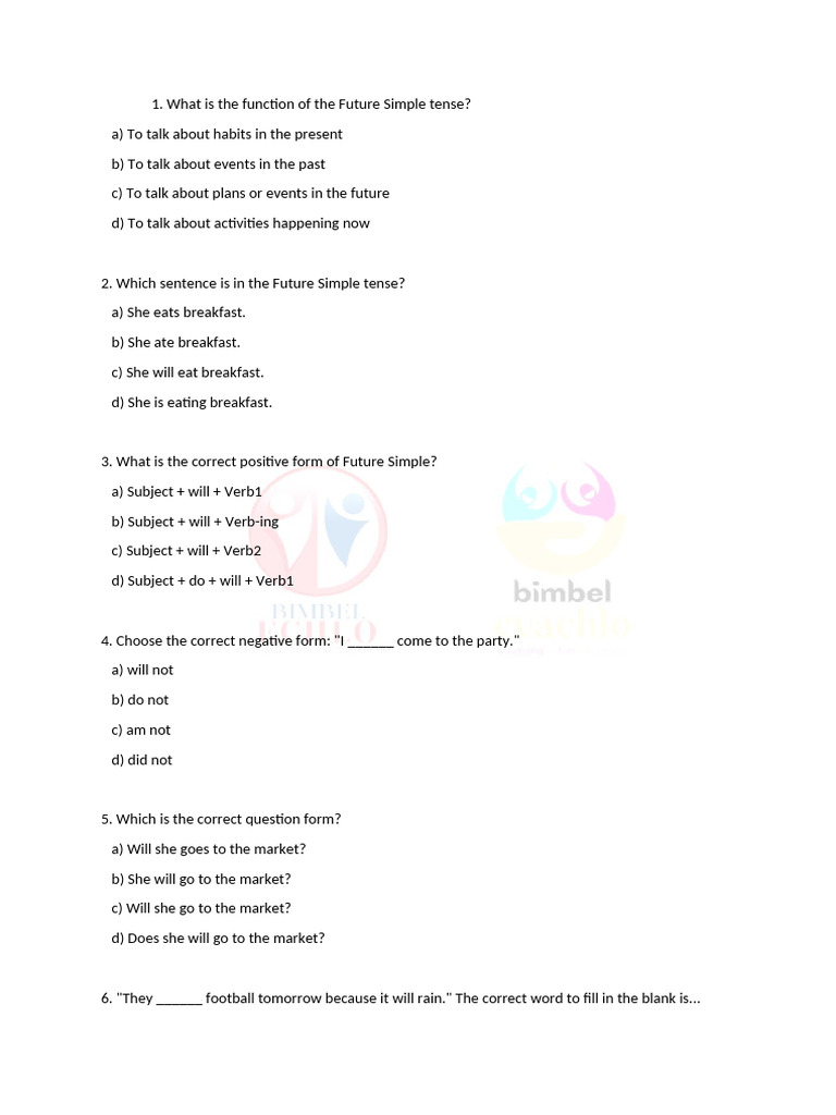 6 Sanmar Bahasa Inggris Future Simple Tense | PDF | Linguistics | Grammar