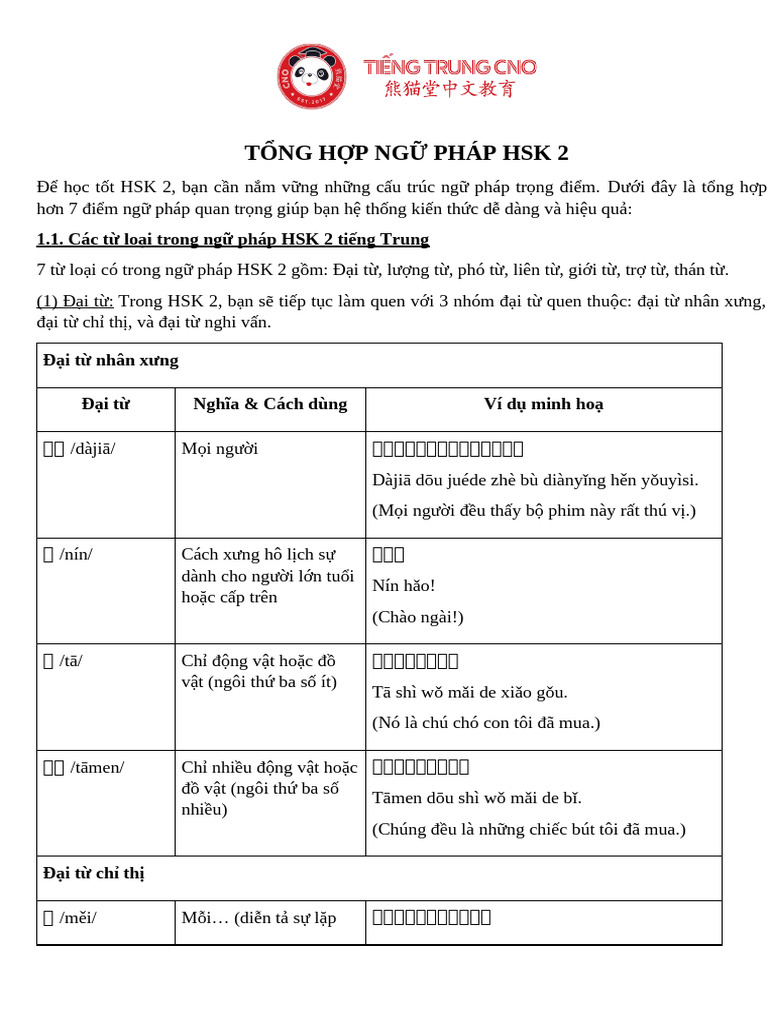 T NG H P NG Pháp HSK 2 | PDF