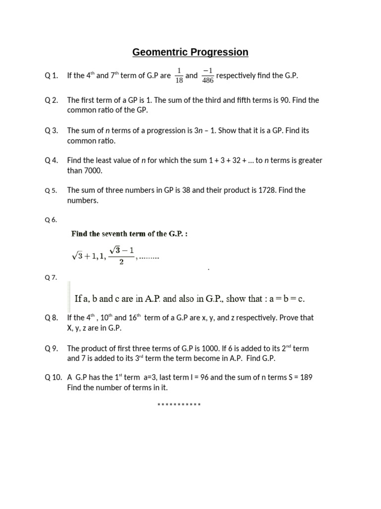 Geomentric Progression | PDF