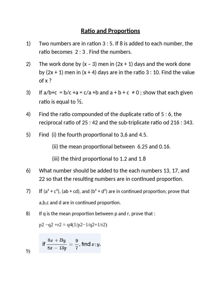 Ratio and Proportions | PDF