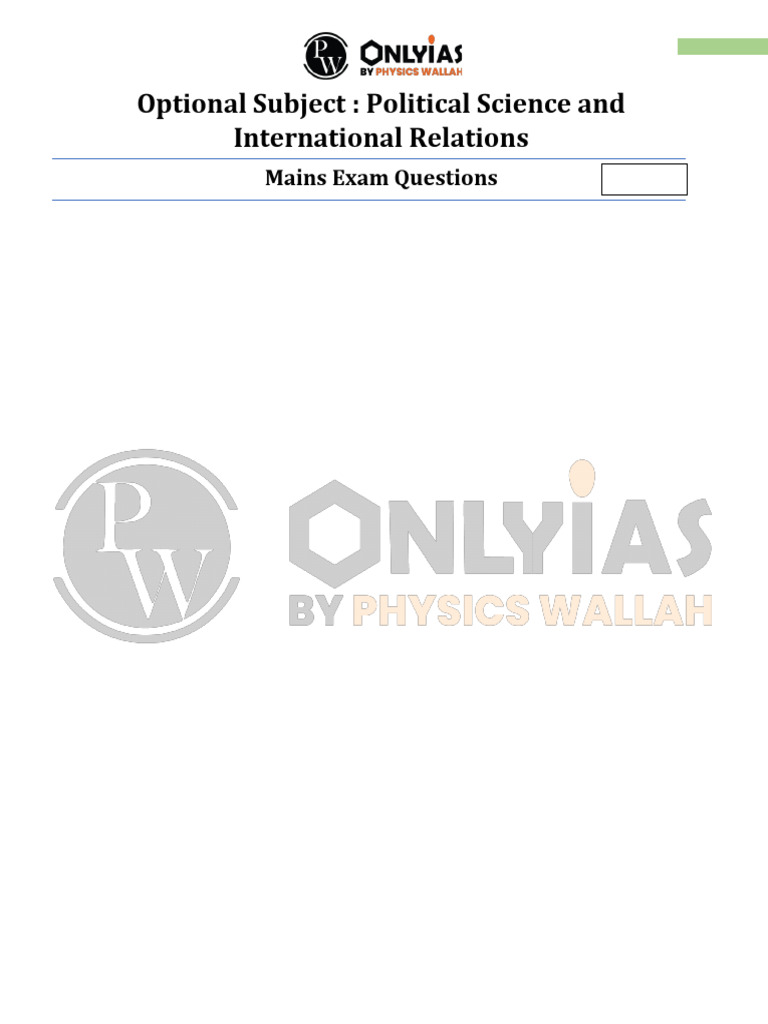 Optional Subject: Political Science and International Relations | PDF ...