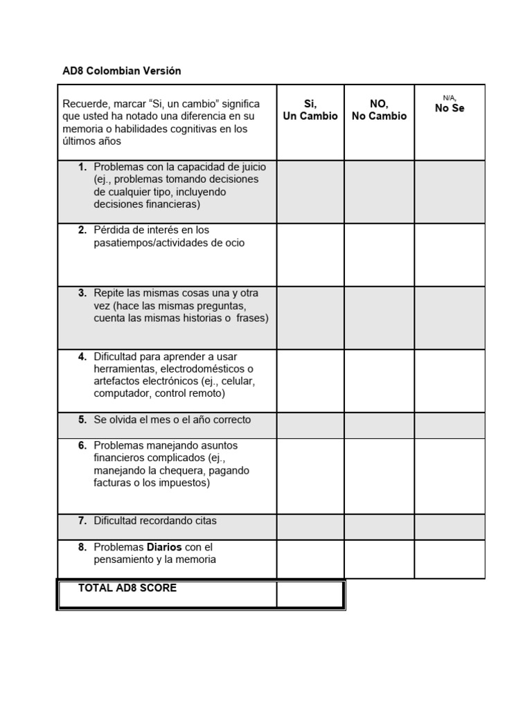 AD8 Spanish Colombia | PDF