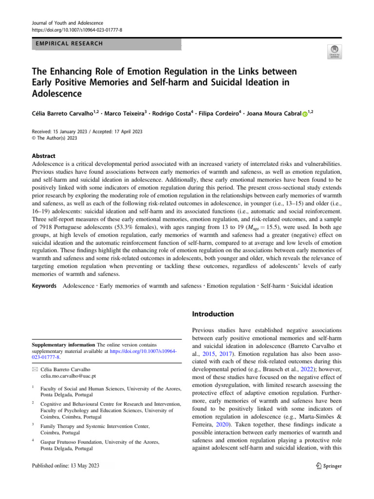The Enhancing Role of Emotion Regulation in The Links Between Early ...