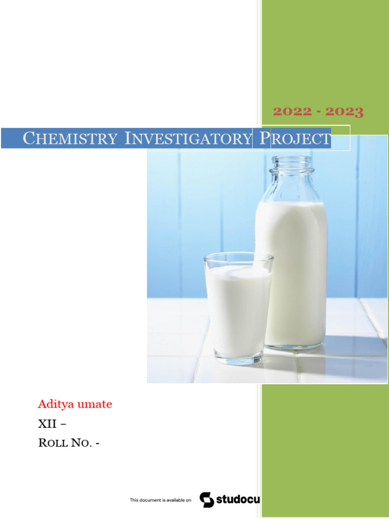 Casein Content Analysis in Milk Chemistry Project Cbse Class 12 | PDF ...
