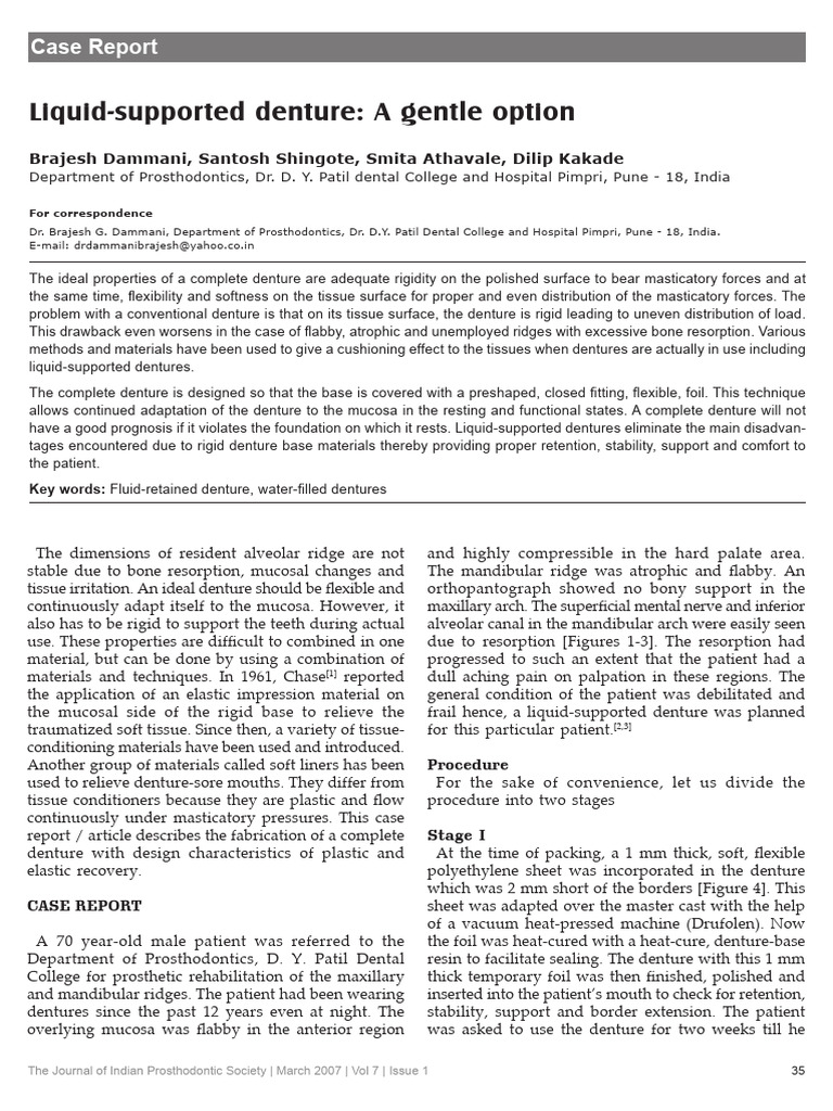 Liquid Supported Denture A Gentle Option.11 | PDF | Dentures | Medical ...