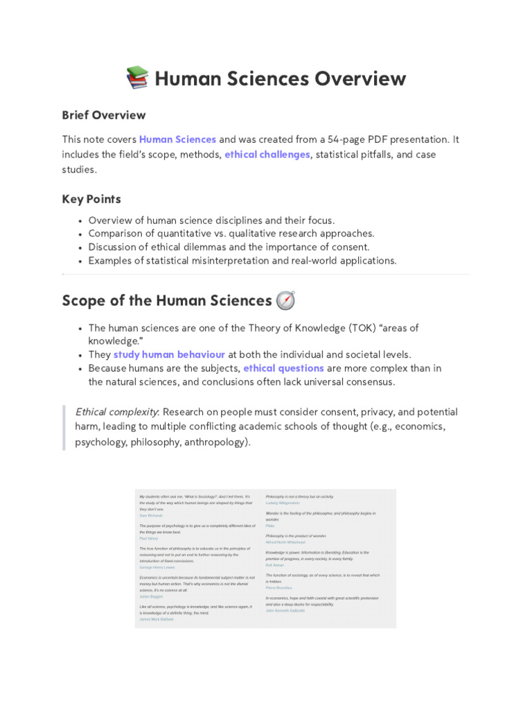 IBDP TOK Human Sciences Notes | PDF | Quantitative Research ...