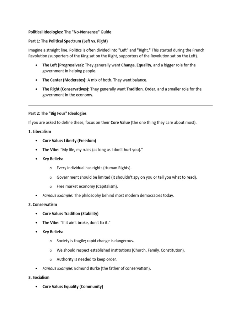 Political Ideologies For Dummies | PDF | Conservatism | Socialism