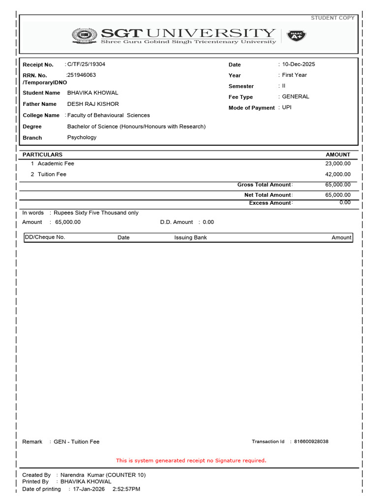 FeesReceipt 12949 | PDF