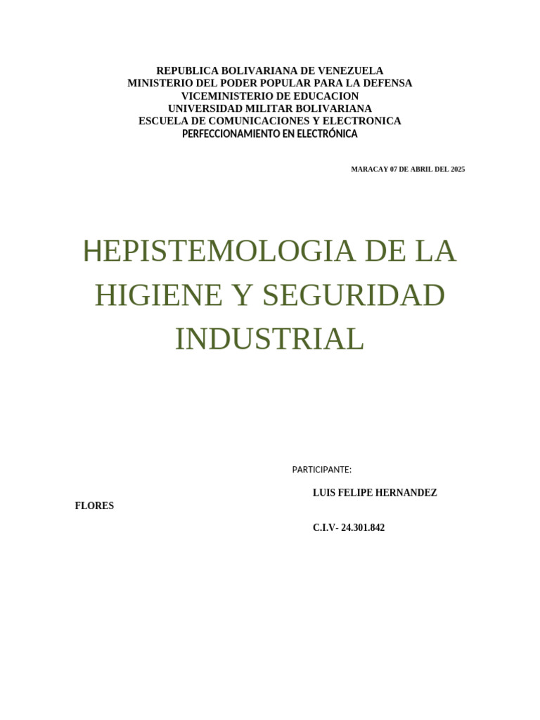 Higiene y Seguridad Industrial | PDF | Higiene Ocupacional | Riesgo