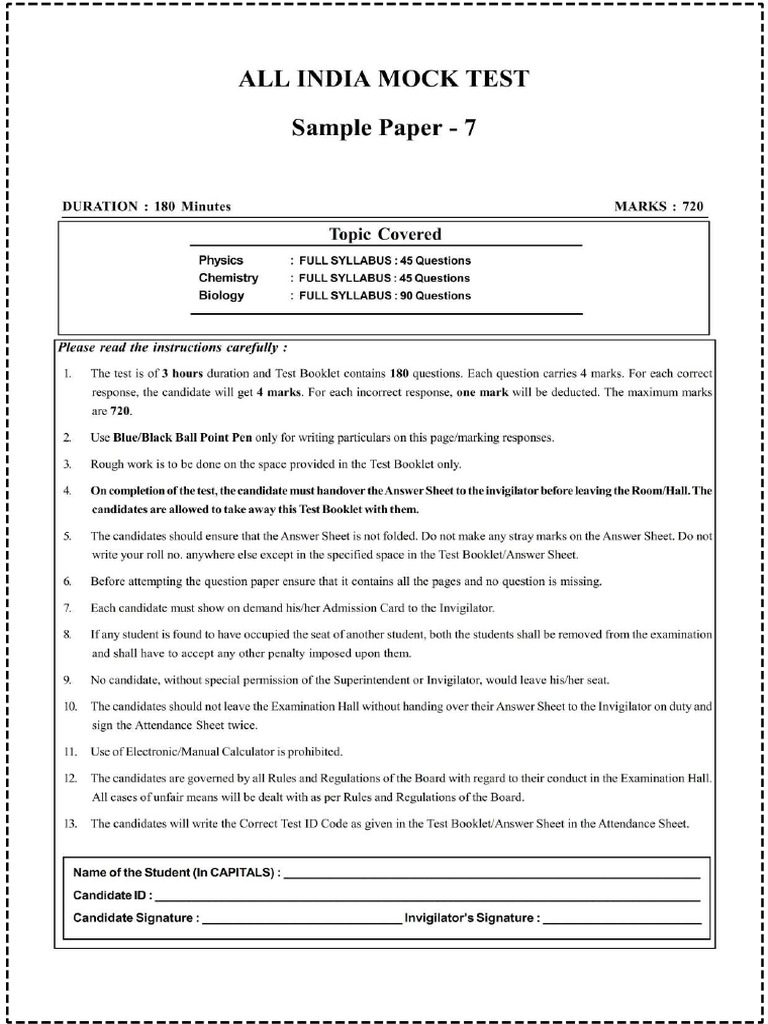 Neet Mock Test | PDF