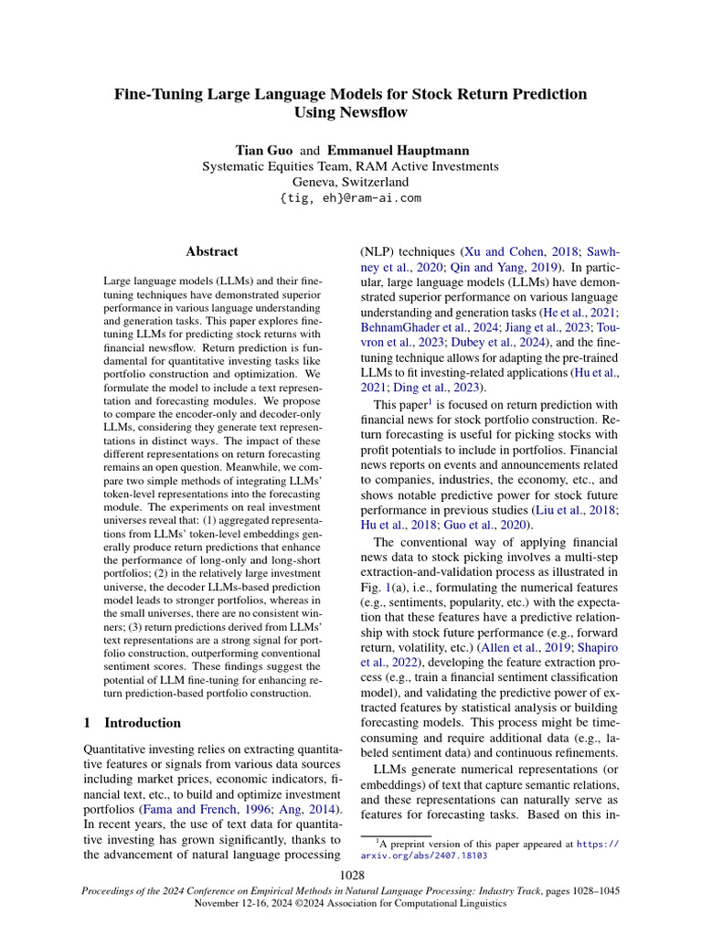 Fine-Tuning Large Language Models For Stock Return Prediction Using ...
