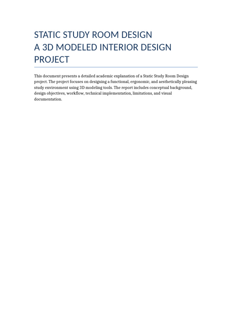 Static Study Room Design Project | PDF | Lighting | 3 D Computer Graphics