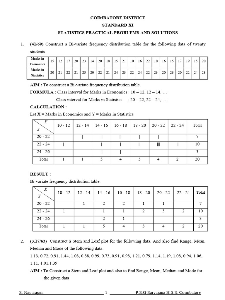 Revised 11 STD Practical (EM) With Answers (2022-23) | PDF | Mean ...