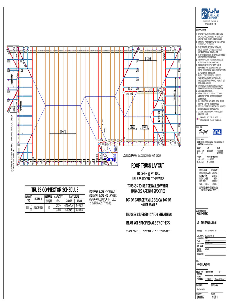 807 - 30 Avenue, Roof Truss Layout | PDF | Truss | Structural Engineering