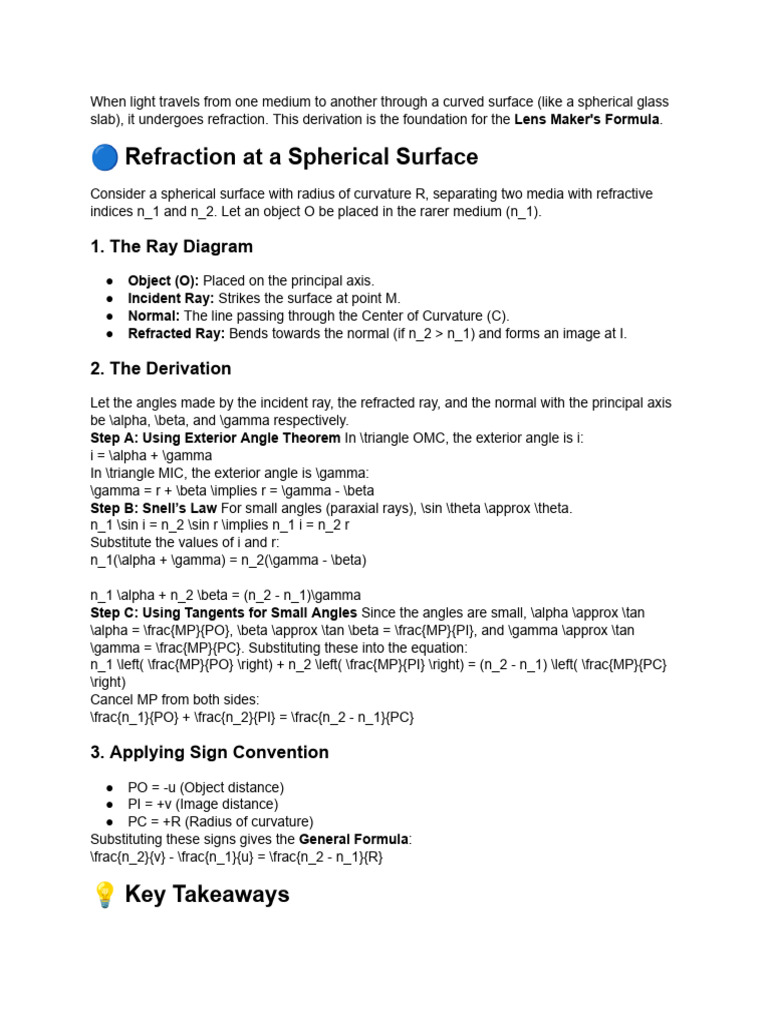 Refraction Through Spherical Glass Slab | PDF