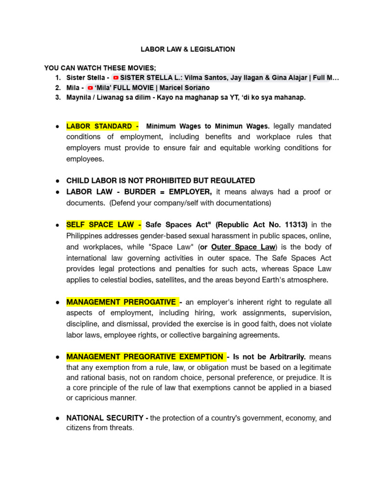 Notes From Labor Law | PDF | Employment | Labour Law