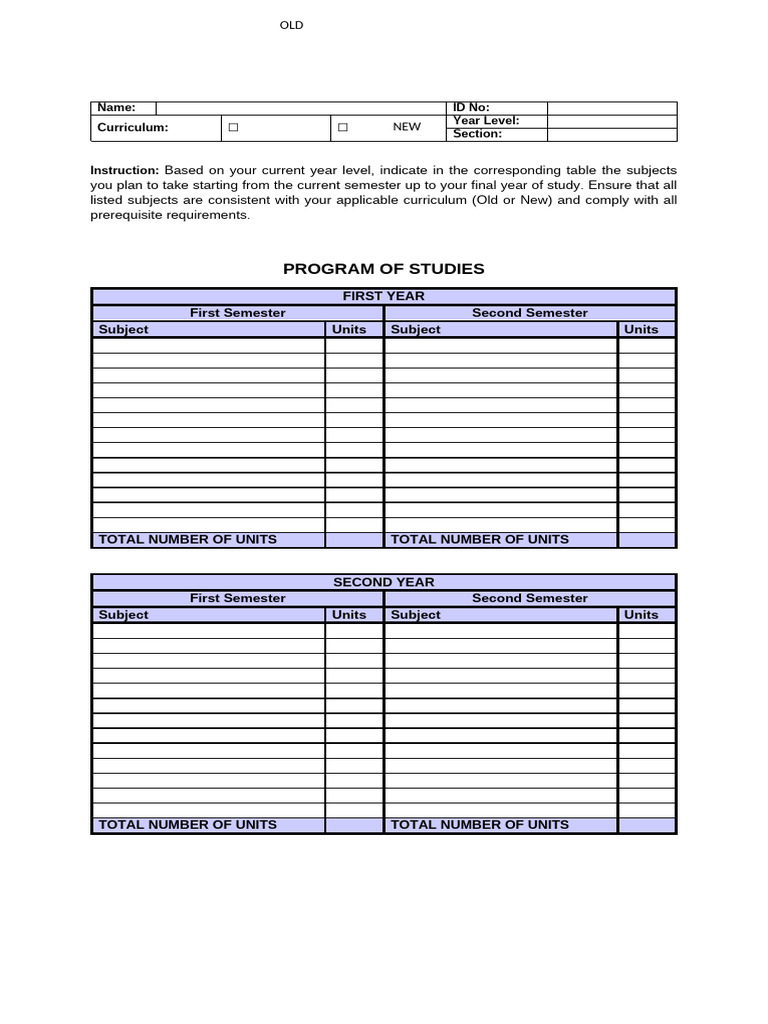 COL Program of Studies Form | PDF