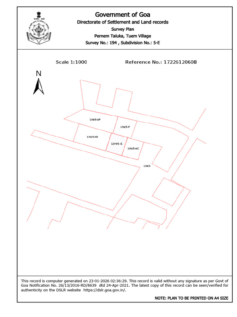 Government of Goa: Directorate of Settlement and Land Records | PDF