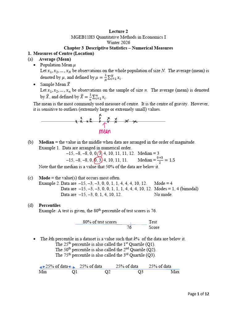2026-01-16 Lecture 2-Notes EB11 | PDF | Variance | Statistical Theory